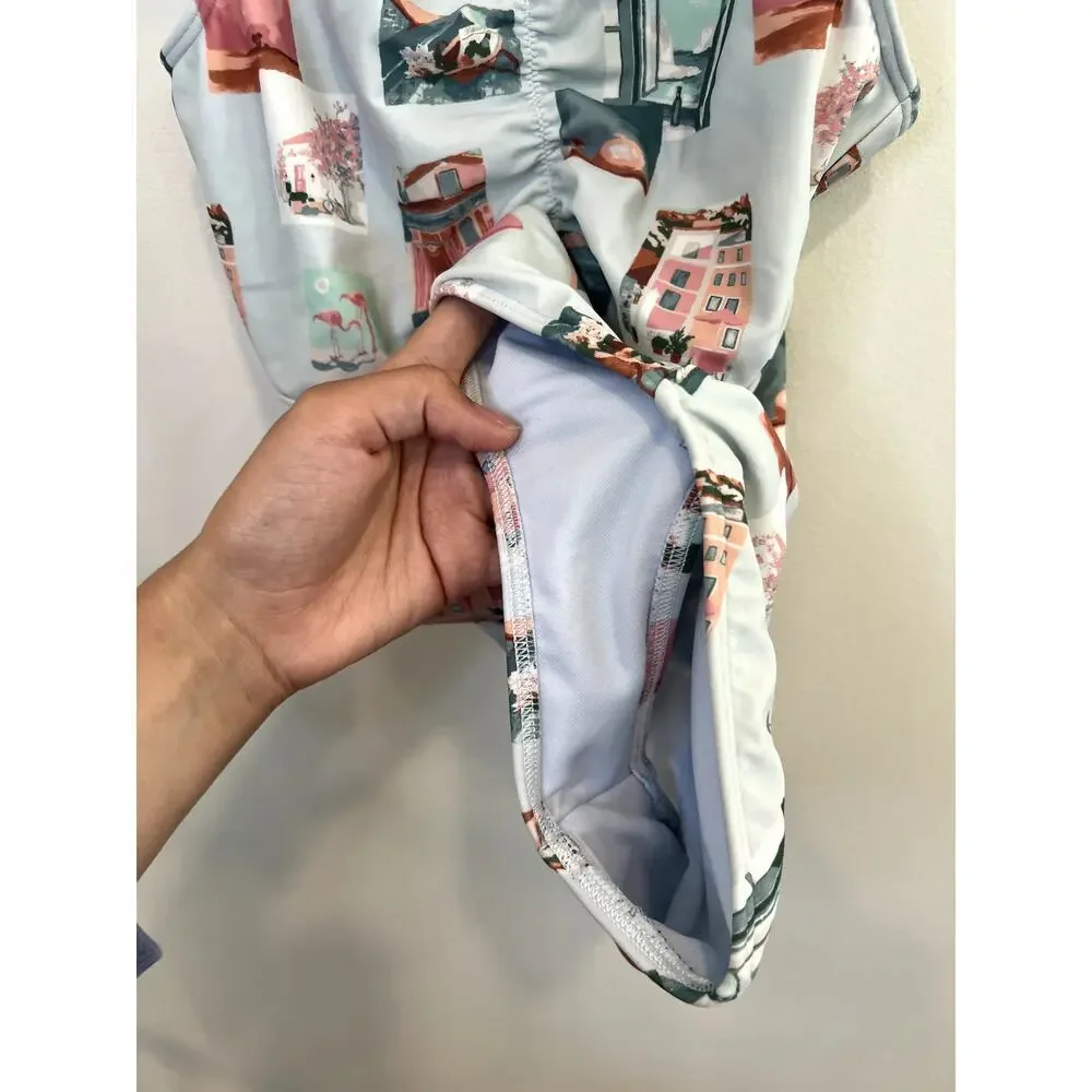 Abercrombie Kids One Piece Swimsuit Travel Print Size 13/14